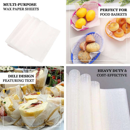 50 - Pack Wax Paper Basket Liners Rectangle Design White - Great for Food Presentation and Wrapping 9"x10" 35GSM - Bell Racket Store
