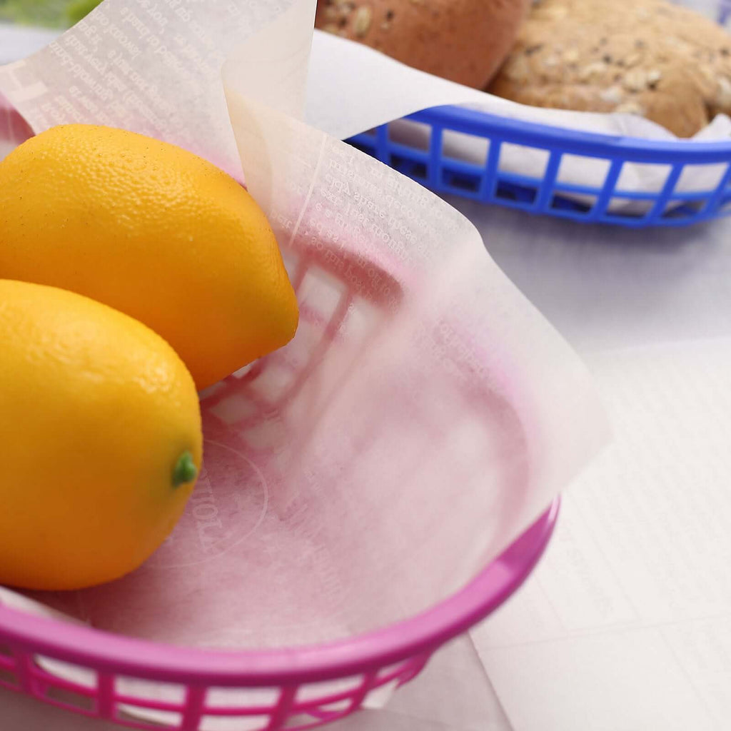 50 - Pack Wax Paper Basket Liners Rectangle Design White - Great for Food Presentation and Wrapping 9"x10" 35GSM - Bell Racket Store