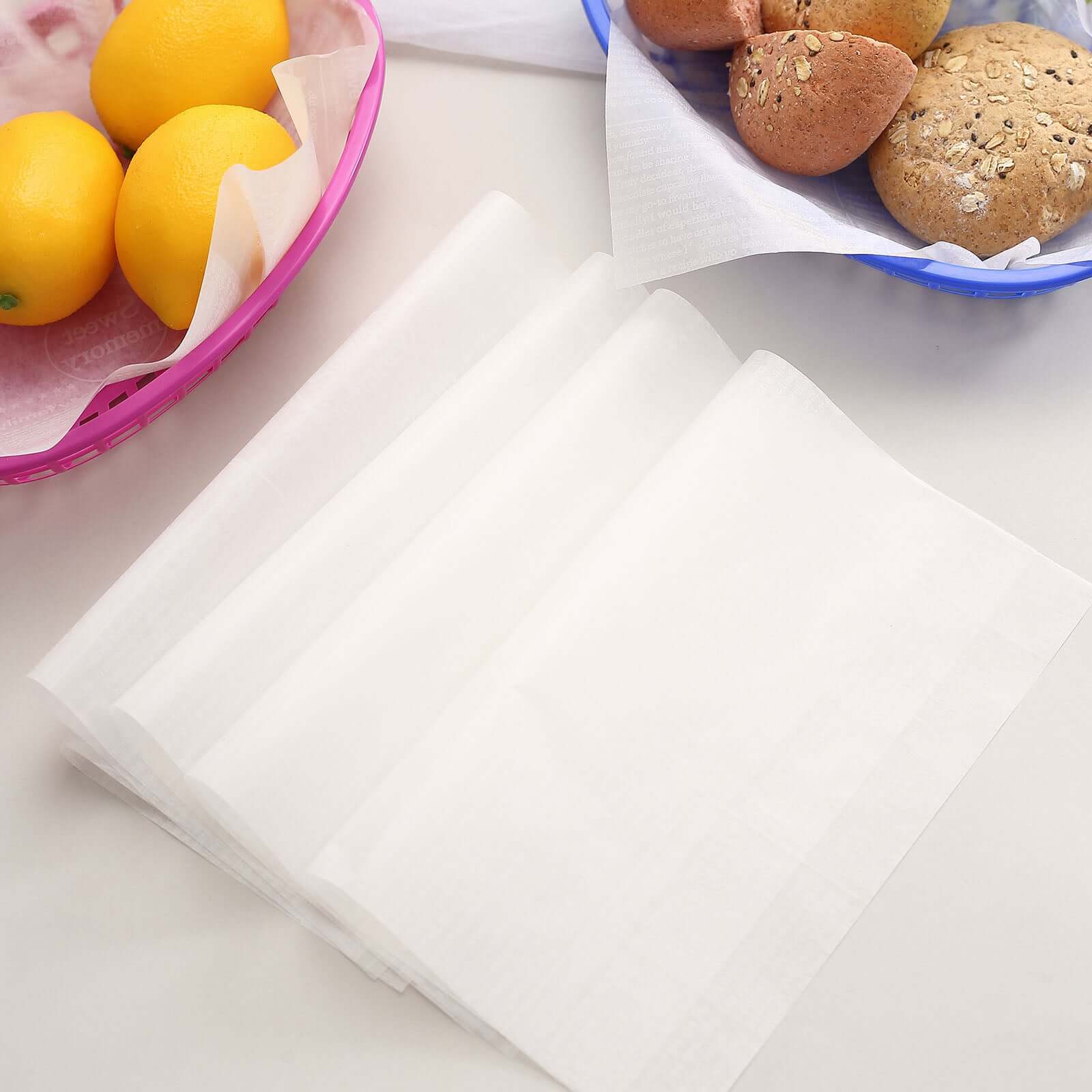 50 - Pack Wax Paper Basket Liners Rectangle Design White - Great for Food Presentation and Wrapping 9"x10" 35GSM - Bell Racket Store