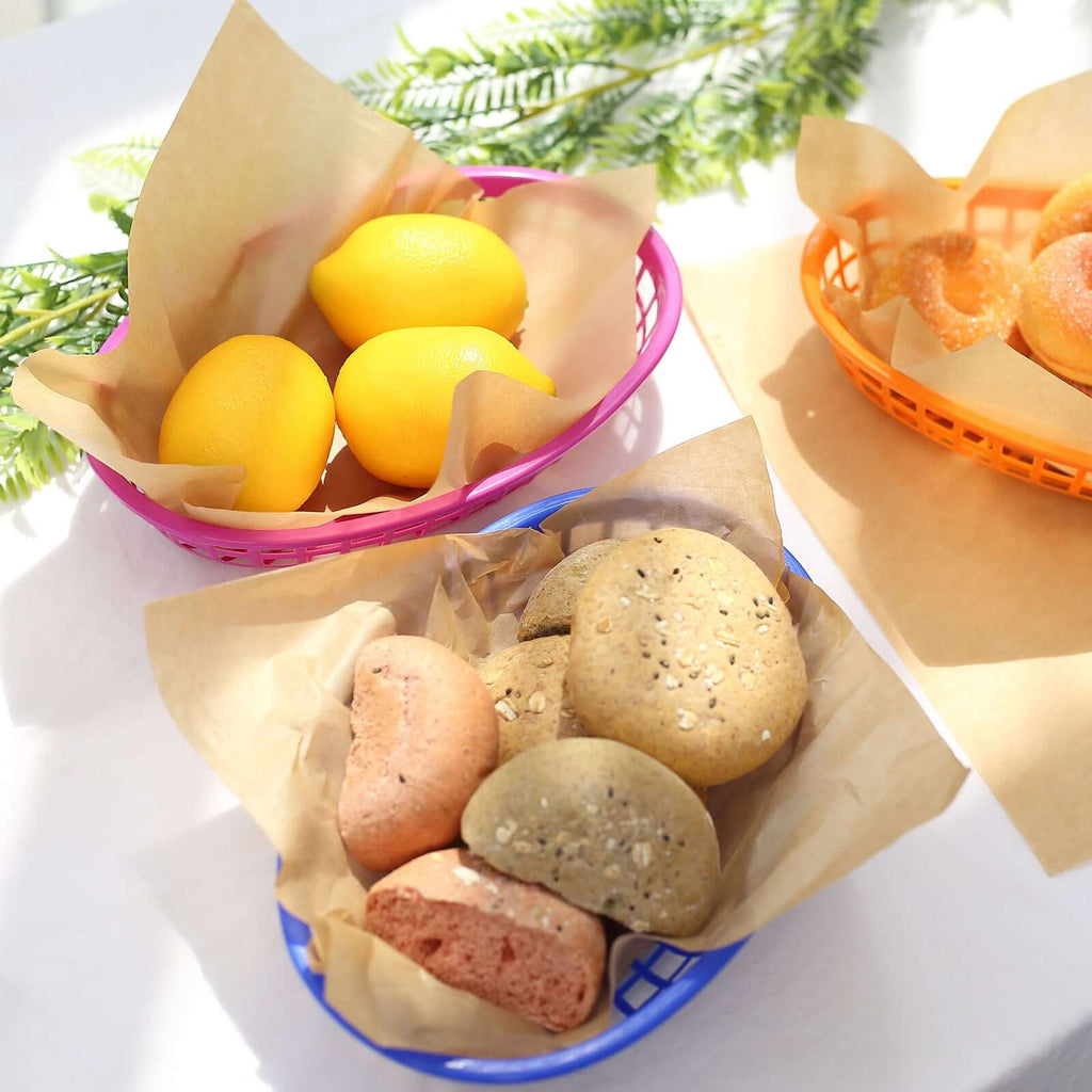 50 - Pack Wax Paper Basket Liners Square Design Natural Brown - Perfect for Sandwiches and Food Wrapping 12" 40GSM - Bell Racket Store