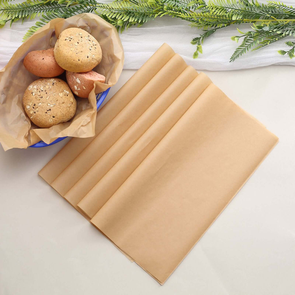 50 - Pack Wax Paper Basket Liners Square Design Natural Brown - Perfect for Sandwiches and Food Wrapping 12" 40GSM - Bell Racket Store