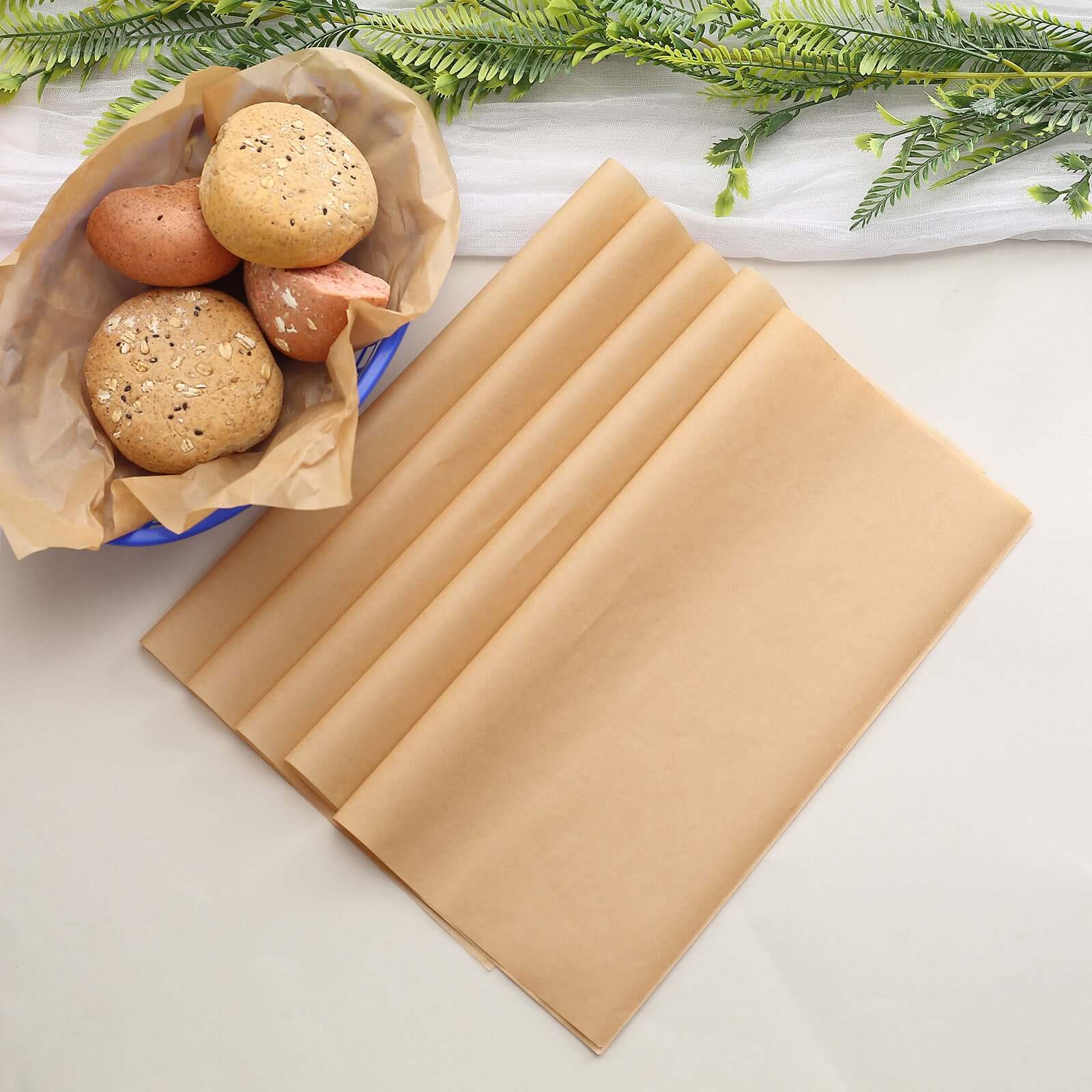 50 - Pack Wax Paper Basket Liners Square Design Natural Brown - Perfect for Sandwiches and Food Wrapping 12" 40GSM - Bell Racket Store