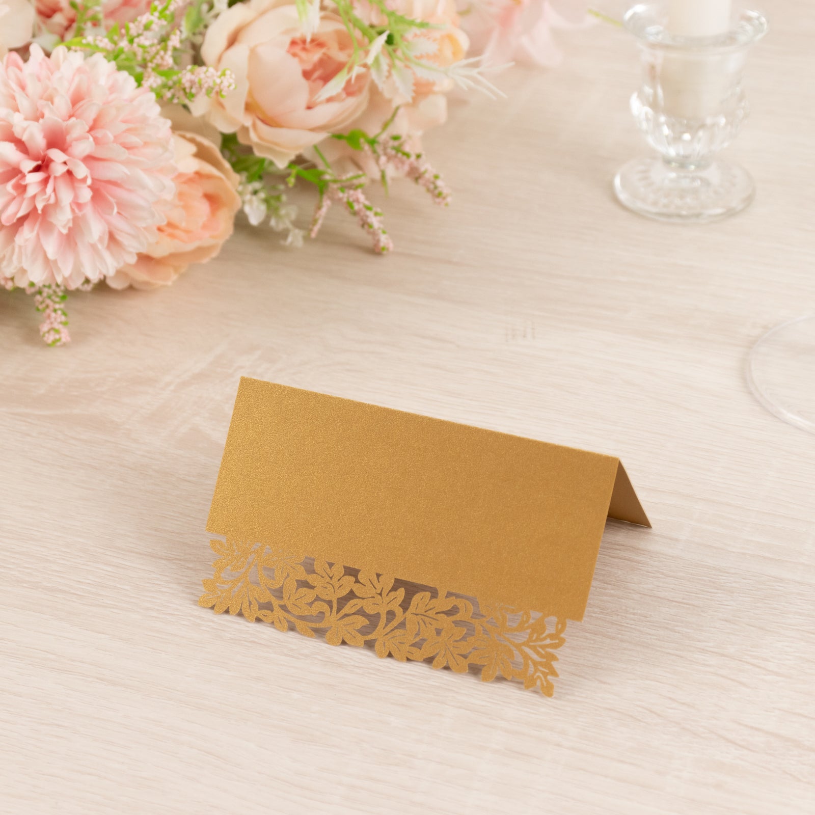 50 - Pack Wedding Place Cards with Laser Cut Hollow Heart Design Gold - Printable Reservation Seating Tent Cards 210 GSM - Bell Racket Store