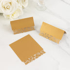 50 - Pack Wedding Place Cards with Laser Cut Hollow Heart Design Gold - Printable Reservation Seating Tent Cards 210 GSM - Bell Racket Store