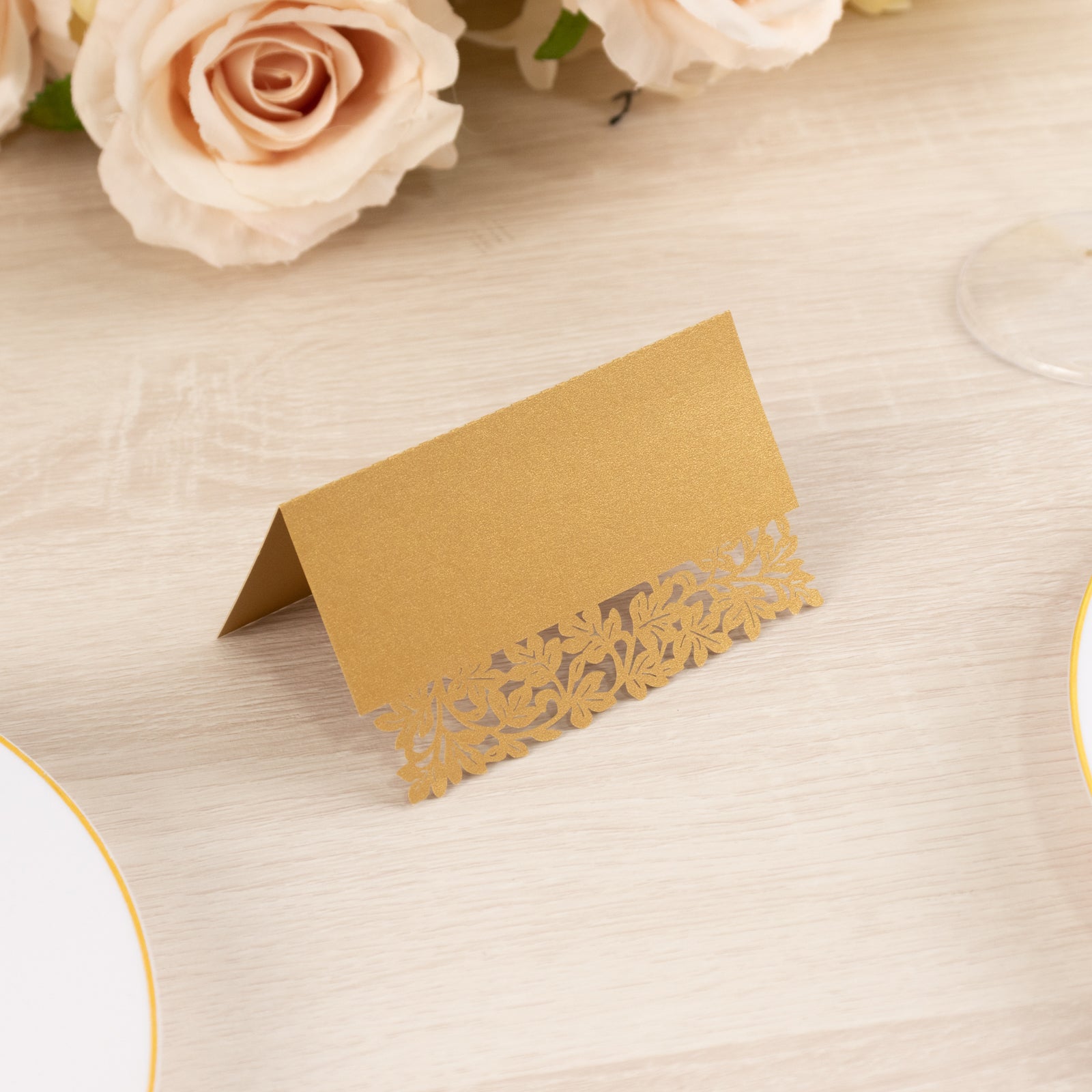 50 - Pack Wedding Place Cards with Laser Cut Hollow Heart Design Gold - Printable Reservation Seating Tent Cards 210 GSM - Bell Racket Store