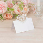 50 - Pack Wedding Place Cards with Laser Cut Hollow Heart Design White - Printable Reservation Seating Tent Cards 210 GSM - Bell Racket Store