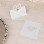 50 - Pack Wedding Place Cards with Laser Cut Hollow Heart Design White - Printable Reservation Seating Tent Cards 210 GSM - Bell Racket Store