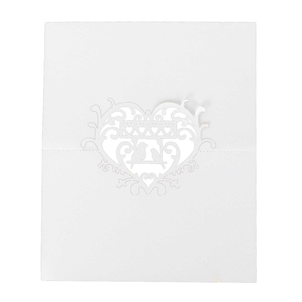 50 - Pack Wedding Place Cards with Laser Cut Hollow Heart Design White - Printable Reservation Seating Tent Cards 210 GSM - Bell Racket Store