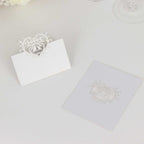 50 - Pack Wedding Place Cards with Laser Cut Hollow Heart Design White - Printable Reservation Seating Tent Cards 210 GSM - Bell Racket Store