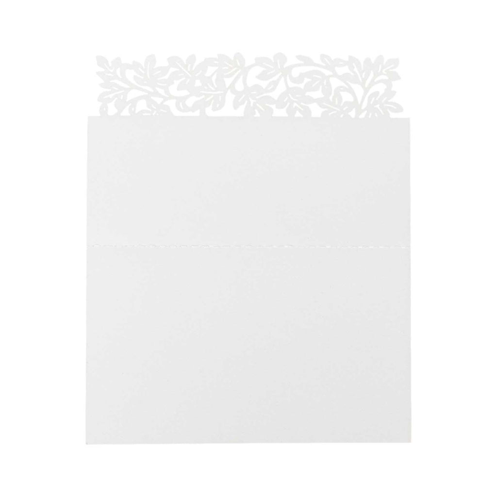 50 - Pack Wedding Place Cards with Laser Cut Leaf Vine Design White - Printable Reservation Seating Tent Cards 210 GSM - Bell Racket Store