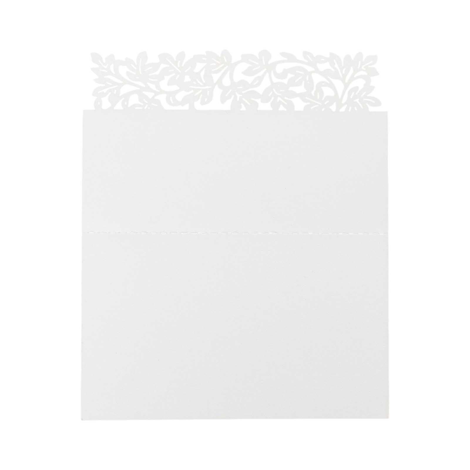 50 - Pack Wedding Place Cards with Laser Cut Leaf Vine Design White - Printable Reservation Seating Tent Cards 210 GSM - Bell Racket Store