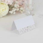 50 - Pack Wedding Place Cards with Laser Cut Leaf Vine Design White - Printable Reservation Seating Tent Cards 210 GSM - Bell Racket Store