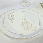 50 Pack White 2 - Ply Paper Party Napkins with Gold Lilly Flowers Print, Highly Absorbent Soft Disposable Dinner Napkins - Bell Racket Store