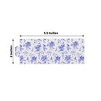 50 Pack White Blue Paper Napkin Holder Bands in French Toile Floral Pattern, Disposable Napkin Rings - 1.5" - Bell Racket Store