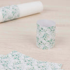 50 Pack White Green Paper Napkin Holder Bands with Eucalyptus Leaves, Disposable Napkin Rings - 1.5" - Bell Racket Store