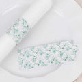50 Pack White Green Paper Napkin Holder Bands with Eucalyptus Leaves, Disposable Napkin Rings - 1.5" - Bell Racket Store