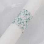 50 Pack White Green Paper Napkin Holder Bands with Eucalyptus Leaves, Disposable Napkin Rings - 1.5" - Bell Racket Store