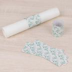 50 Pack White Green Paper Napkin Holder Bands with Eucalyptus Leaves, Disposable Napkin Rings - 1.5" - Bell Racket Store