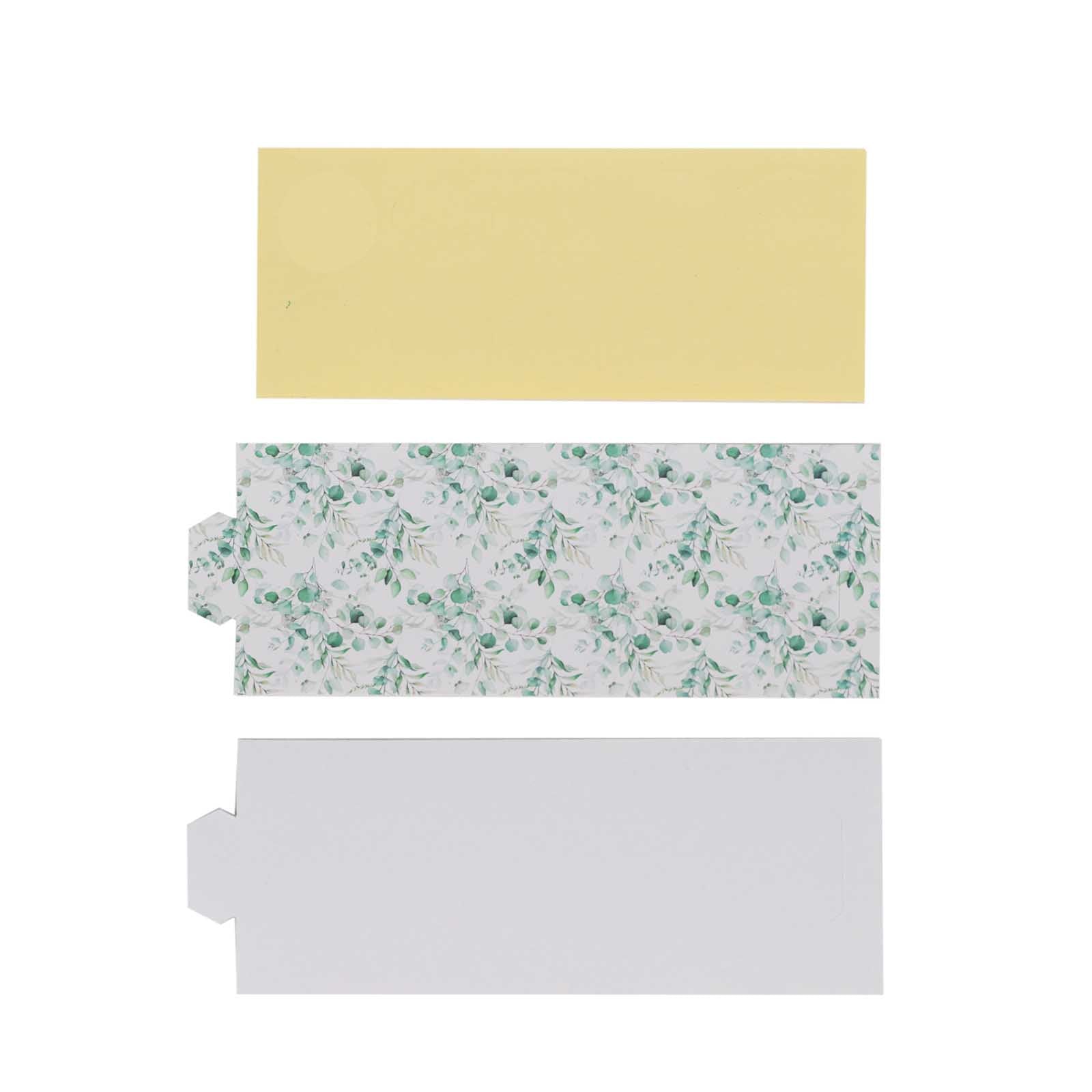 50 Pack White Green Paper Napkin Holder Bands with Eucalyptus Leaves, Disposable Napkin Rings - 1.5" - Bell Racket Store