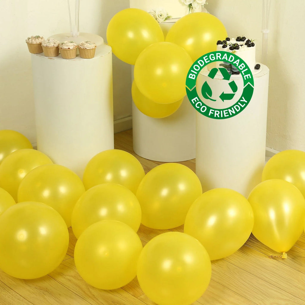 50 Pack Yellow Biodegradable Balloons, 12" Thickened Extra Strong Eco - friendly Latex Helium Party Balloons - Bell Racket Store