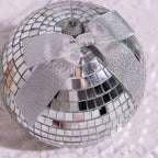 50 Pcs 4" Nylon Ribbon Bows With Twist Ties, Gift Basket Party Favor Bags Decor - Silver Glitter Design