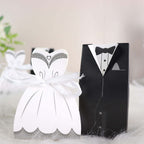 50 Pcs Set Wedding Dress and Tuxedo Shower Party Favor Candy Gift Boxes with Ribbon Ties - Bell Racket Store