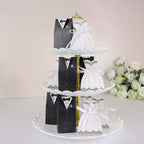 50 Pcs Set Wedding Dress and Tuxedo Shower Party Favor Candy Gift Boxes with Ribbon Ties - Bell Racket Store