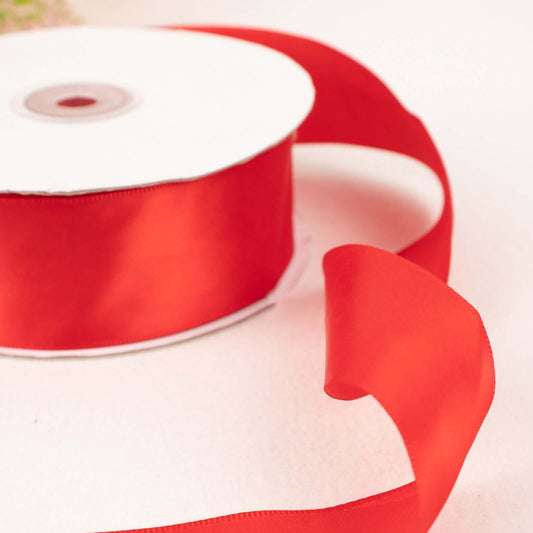 50 Yards 1.5" Red Single Face Decorative Satin Ribbon