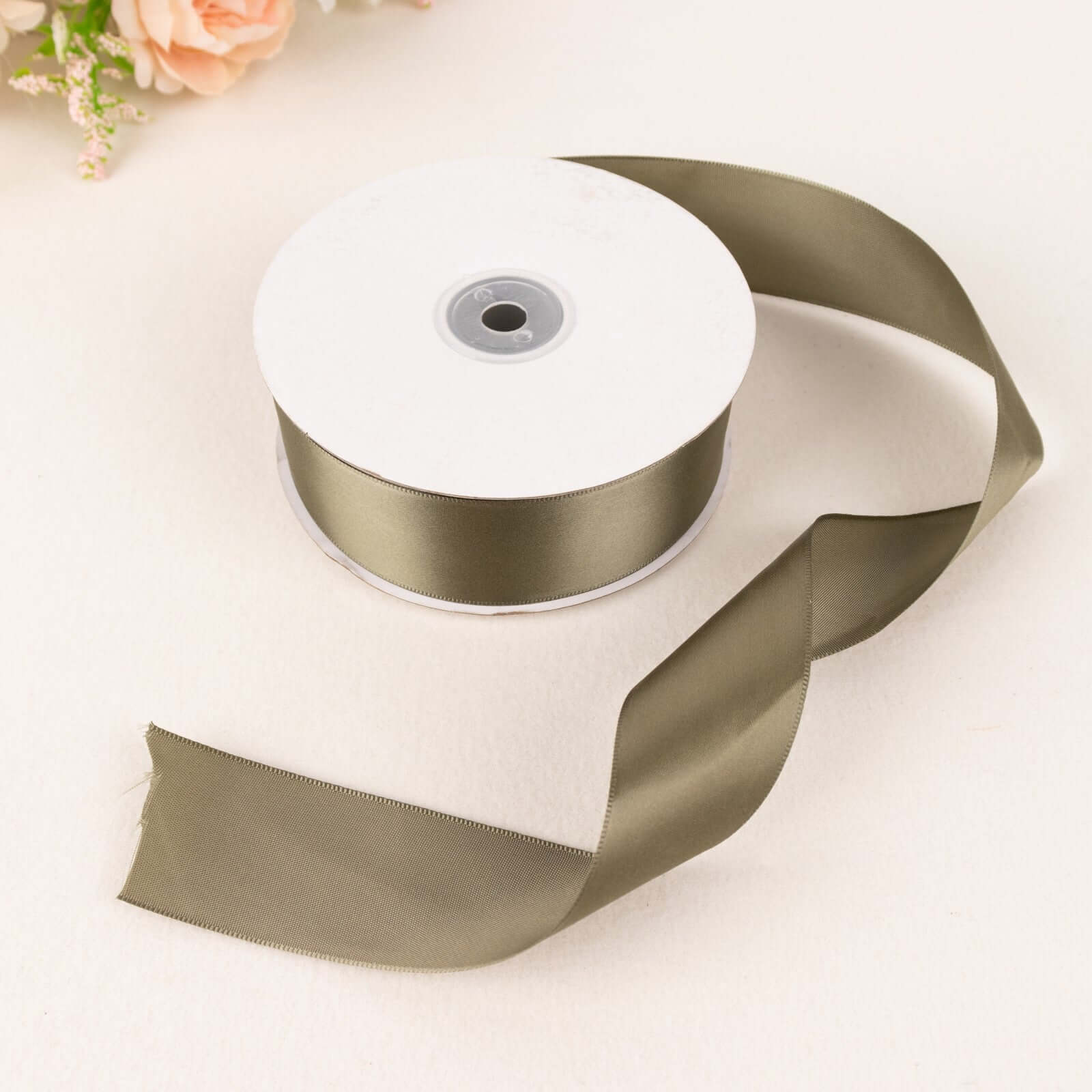 50 Yards 1.5" Dusty Sage Green Single Face Decorative Satin Ribbon - Bell Racket Store