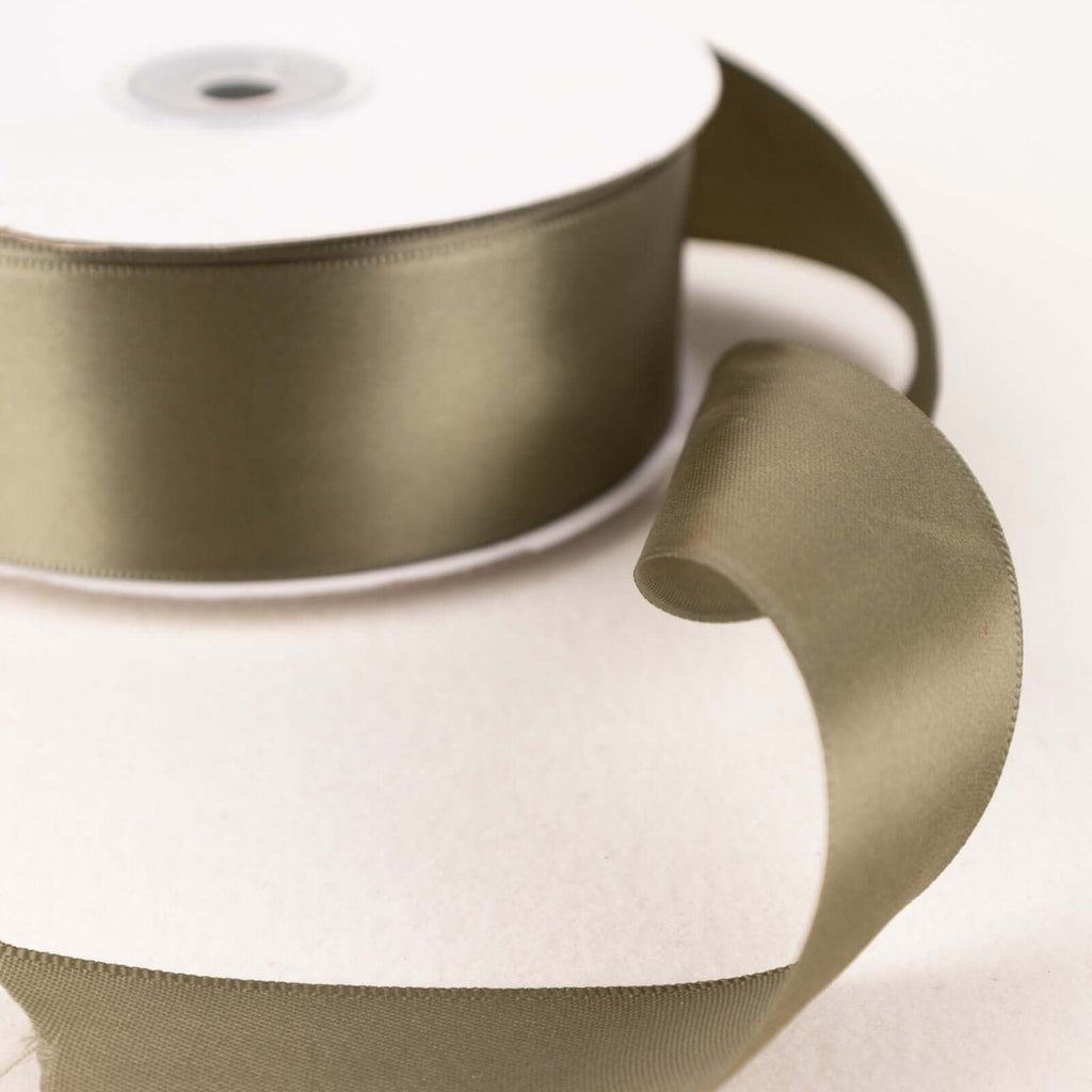 50 Yards 1.5" Dusty Sage Green Single Face Decorative Satin Ribbon - Bell Racket Store