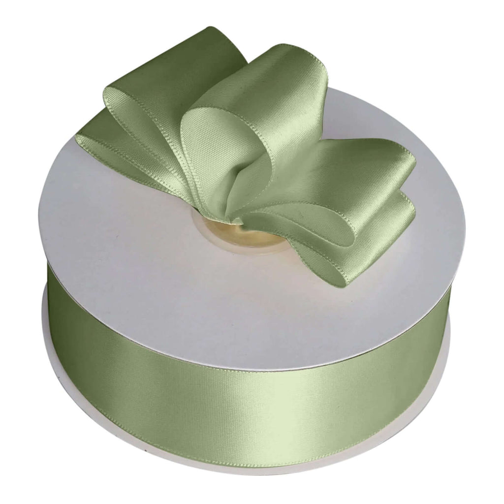 50 Yards 1.5" Sage Green Single Face Decorative Satin Ribbon - Bell Racket Store