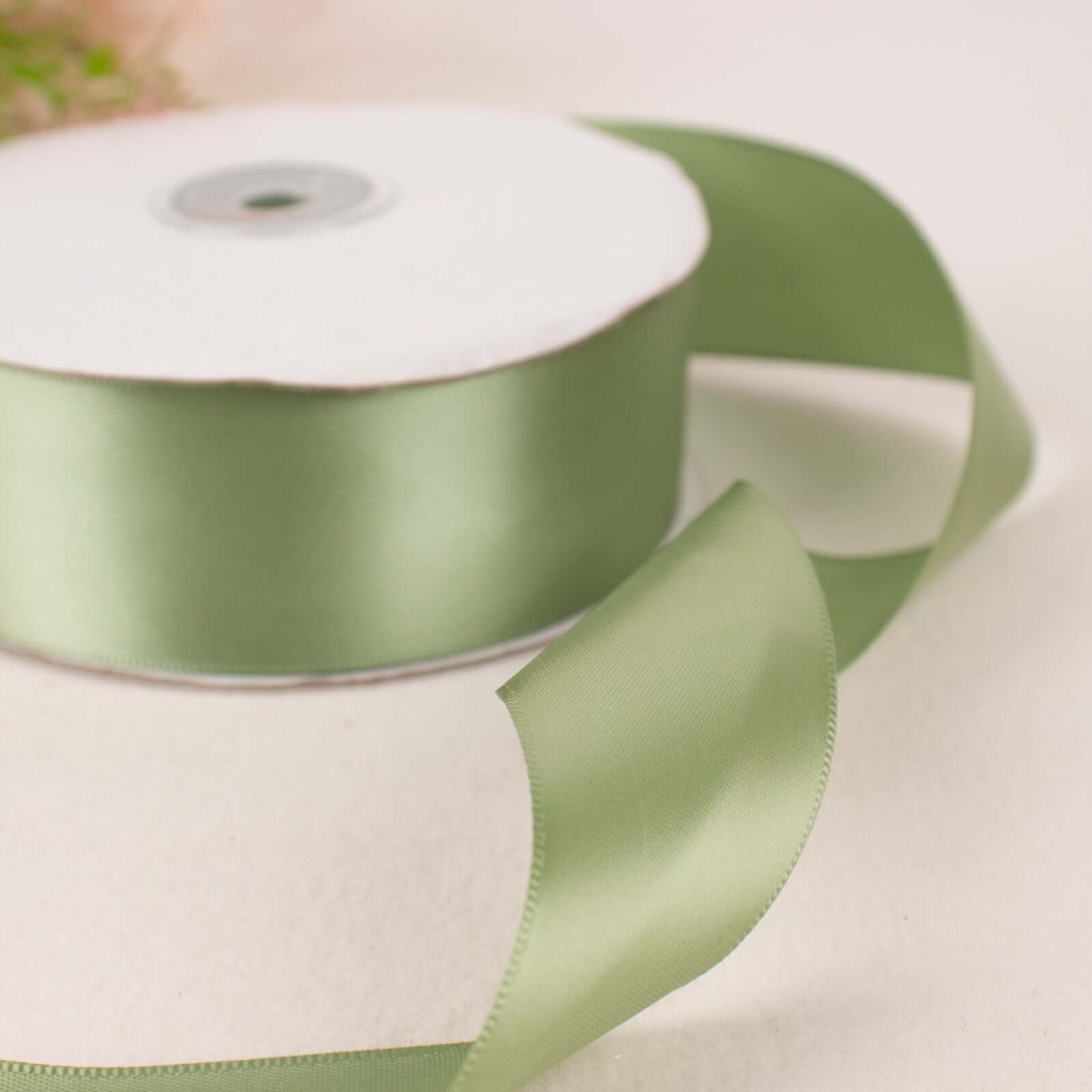 50 Yards 1.5" Sage Green Single Face Decorative Satin Ribbon - Bell Racket Store
