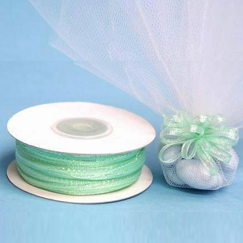 50 Yards 1/8" Mint Organza Pull String Bows Ribbon - Clearance SALE - Bell Racket Store
