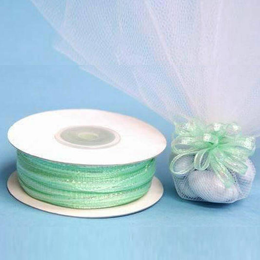 50 Yards 1/8" Mint Organza Pull String Bows Ribbon - Clearance SALE - Bell Racket Store