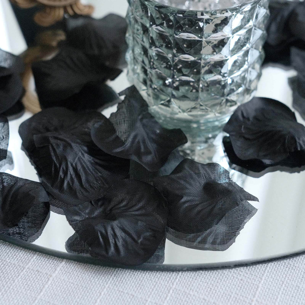 500-Pack Rose Petals Round Design Black Silk Confetti - Decorative Scatters for Tables and Floors