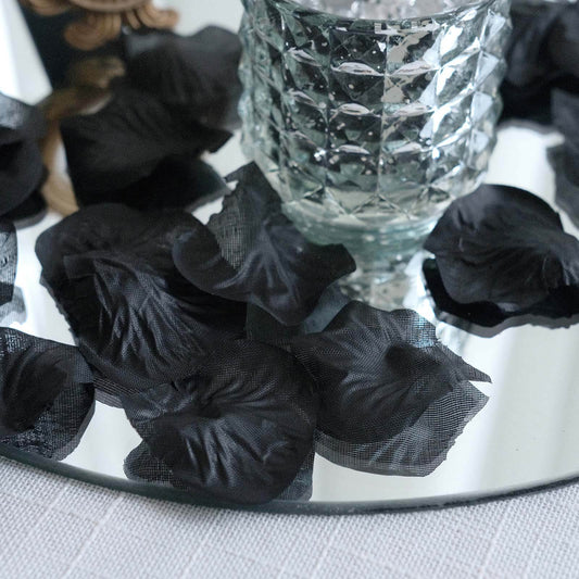 500-Pack Rose Petals Round Design Black Silk Confetti - Decorative Scatters for Tables and Floors