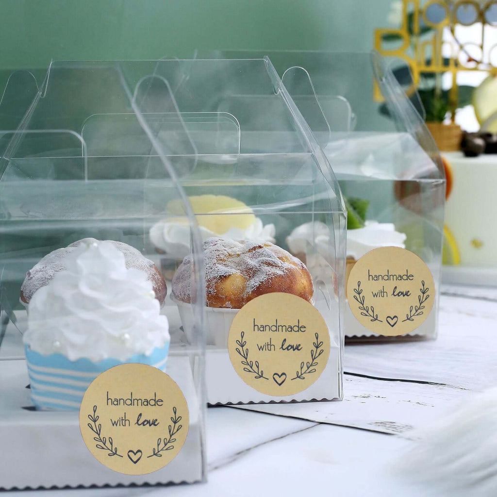 500Pcs 1.5â€ Handmade with Love Olive Branch Stickers Roll, Cookie and Bakery Box Labels - Round