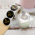 500Pcs 1.5" Thank You Gold Foil Text On Black Stickers Roll DÃ©cor Labels and Seals for DIY Envelope - Round