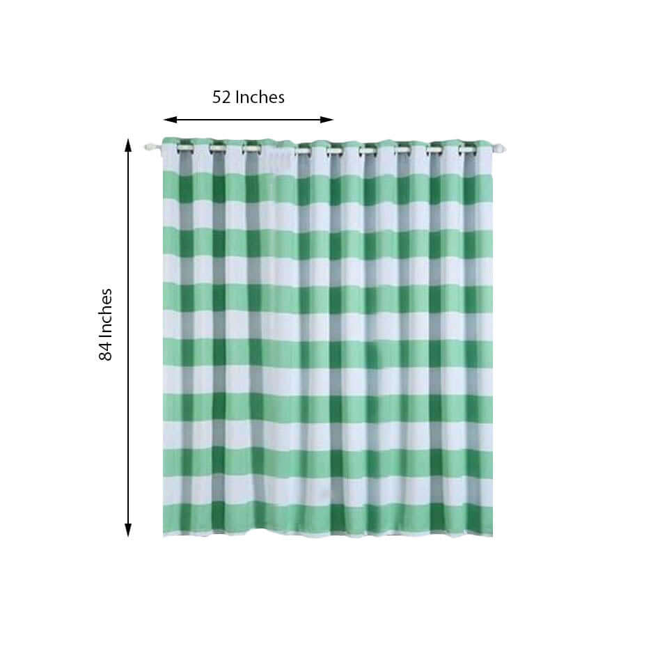 2 Pack White Mint Cabana Stripe Thermal Blackout Curtains With Chrome Grommet Window Treatment Panels - 52"x84"