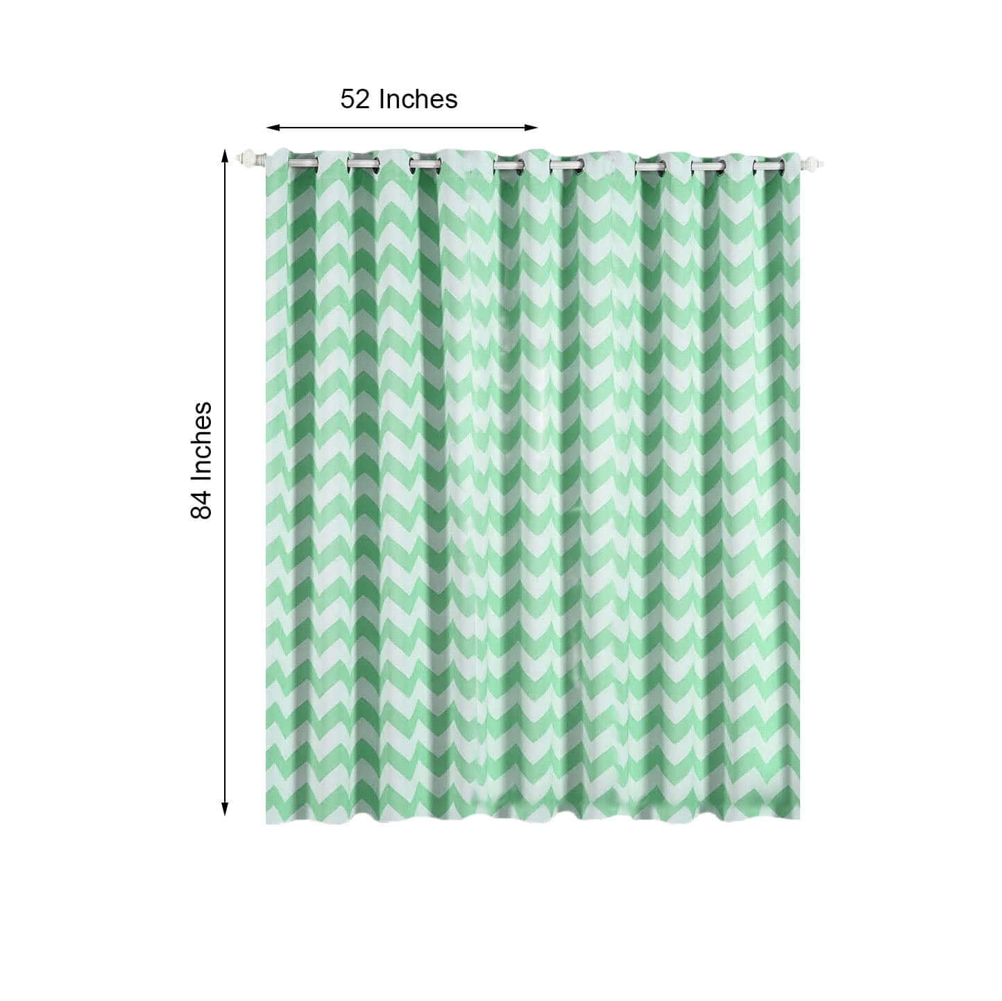 2 Pack White Mint Chevron Design Thermal Blackout Curtains With Chrome Grommet Window Treatment Panels - 52"x84"
