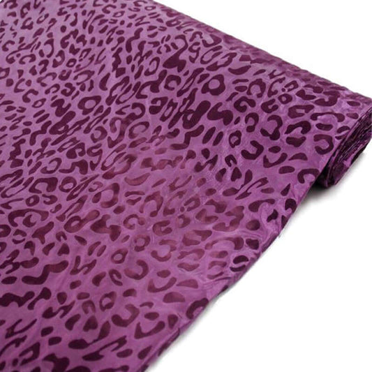 54"x10 Yards Eggplant Leopard Print Taffeta Fabric Roll, DIY Animal Print Fabric Bolt - NestOCart