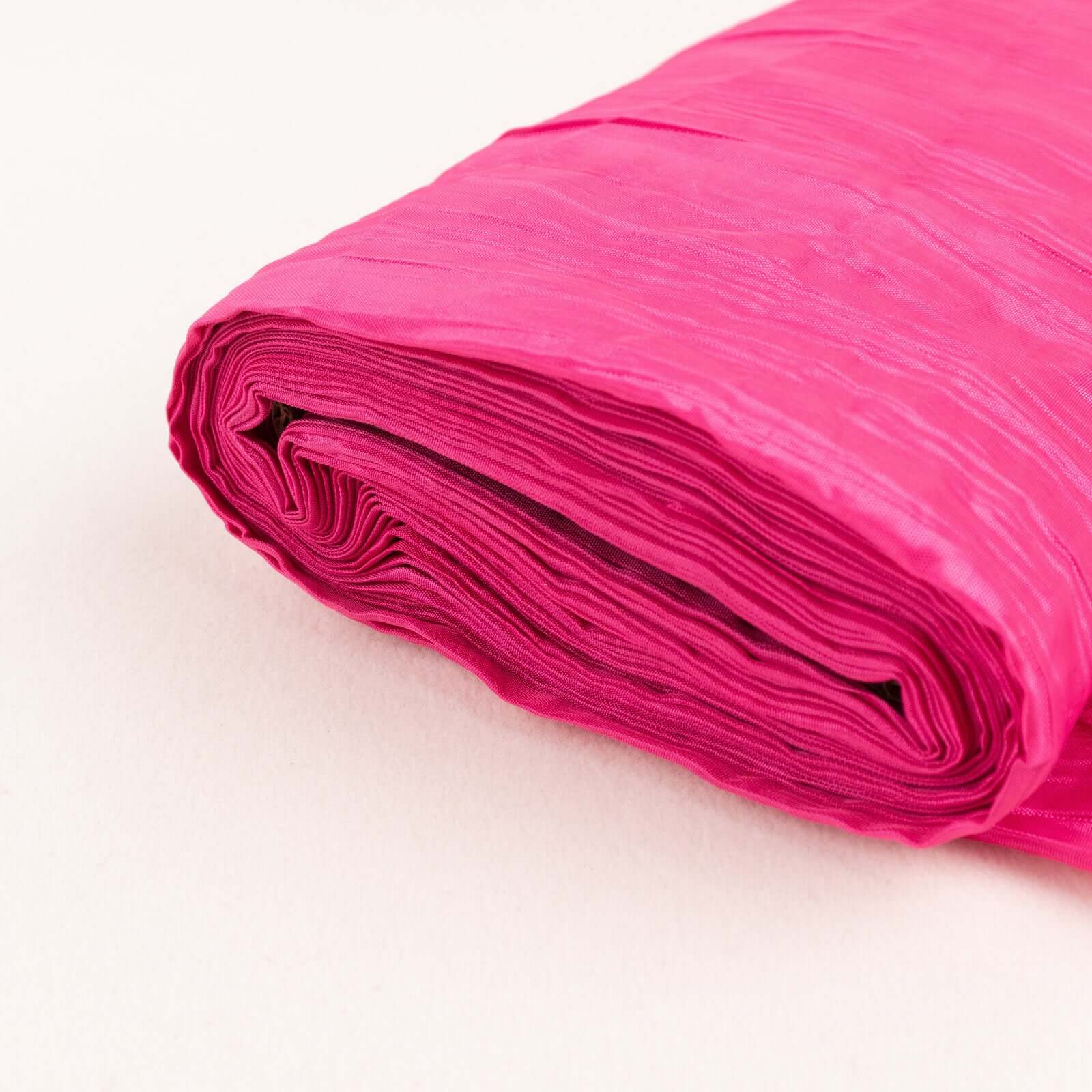 54"x10 Yards Fuchsia Accordion Crinkle Taffeta Fabric Bolt - Bell Racket Store