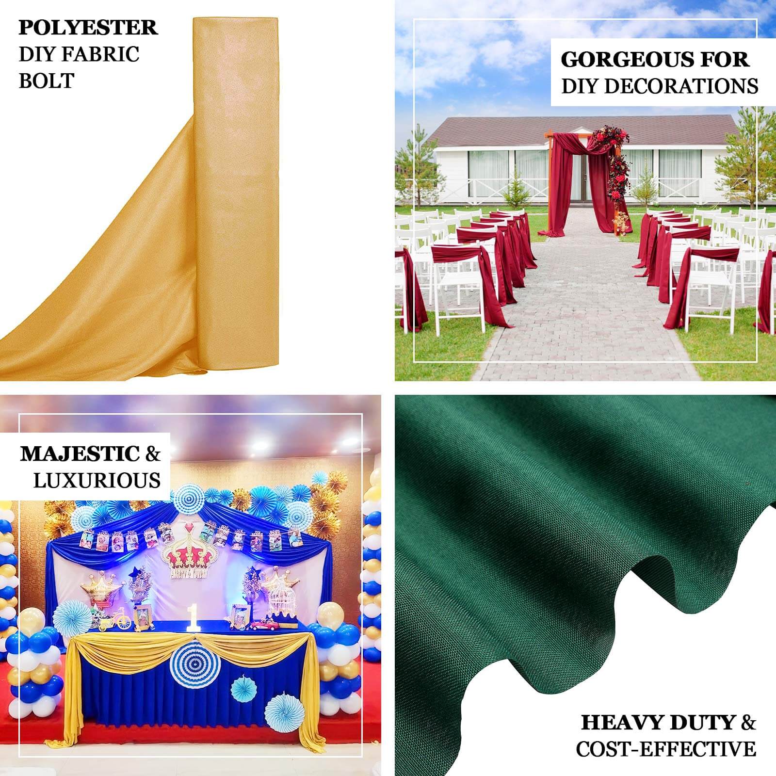 54"x10 Yards Hunter Emerald Green Polyester Fabric Bolt DIY Craft Fabric Roll - Bell Racket Store