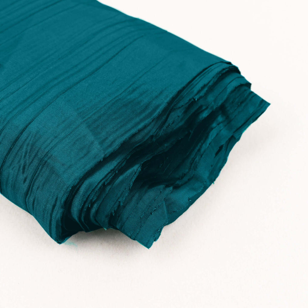 54"x10 Yards Peacock Teal Accordion Crinkle Taffeta Fabric Bolt - Bell Racket Store