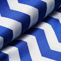 54"x10 Yards Royal Blue White Chevron Print Satin Fabric Roll, Zig Zag DIY Craft Fabric Bolt