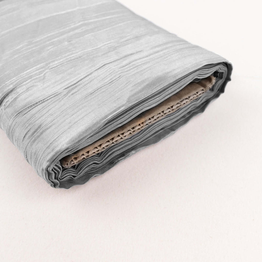 54"x10 Yards Silver Accordion Crinkle Taffeta Fabric Bolt - Bell Racket Store