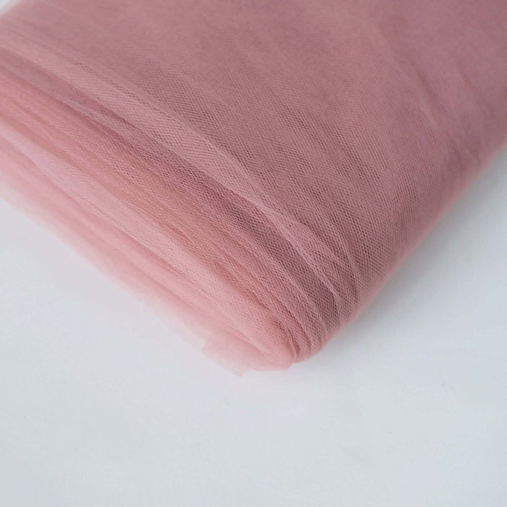 54"x40 Yards Dusty Rose Tulle Fabric Bolt, DIY Crafts Sheer Fabric Roll - Bell Racket Store