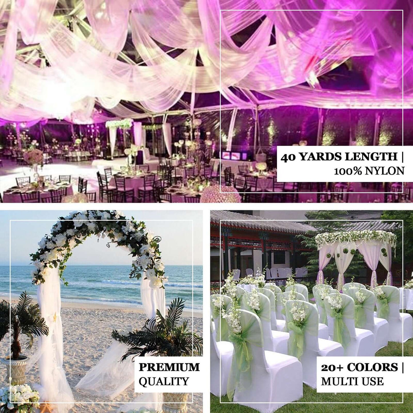 54"x40 Yards White Sheer Organza Fabric Bolt, DIY Craft Fabric Roll - NestOCart