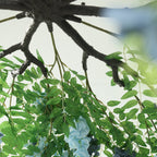 55" Artificial Silk Wisteria Vine Round Hanging Canopy in Dusty & Light Blue, Draping Garland Flower Chandelier With Interchangeable Branches - Bell Racket Store