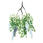 55" Artificial Silk Wisteria Vine Round Hanging Canopy in Dusty & Light Blue, Draping Garland Flower Chandelier With Interchangeable Branches - Bell Racket Store